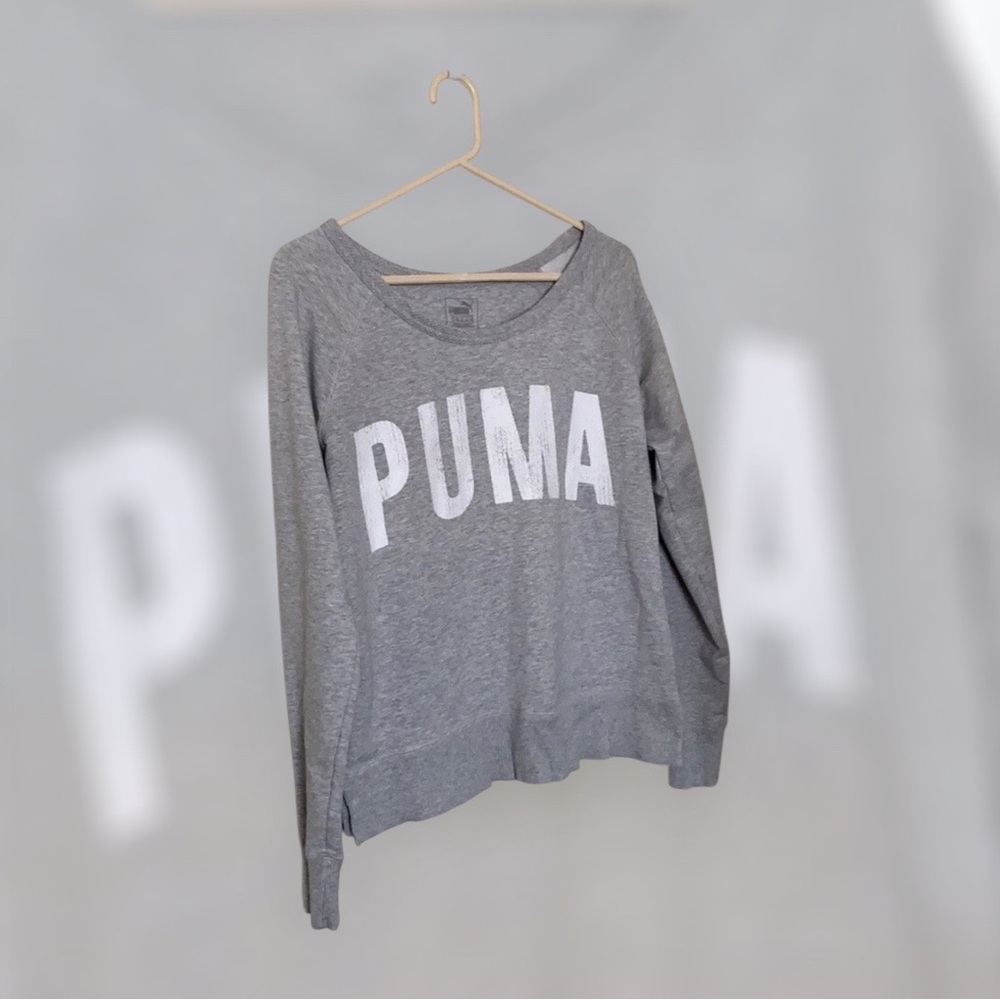 PUMA Gray Sweatshirt PUMA Sweatshirt Pre Owned Size Small Read Below ⚠️